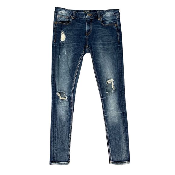 Miss Me Jean Womens 27 Denim Standard Skinny Leg Distressed Destroyed Mid Rise - Picture 1 of 13